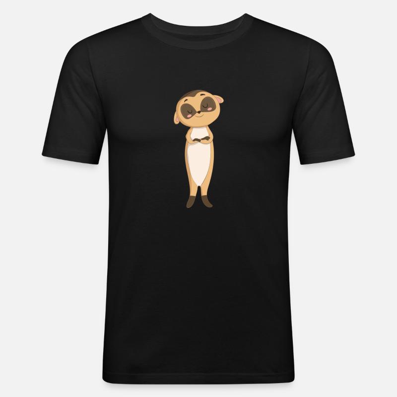 Surikate Erdmännchen - Männer Slim Fit T-Shirt - Schwarz