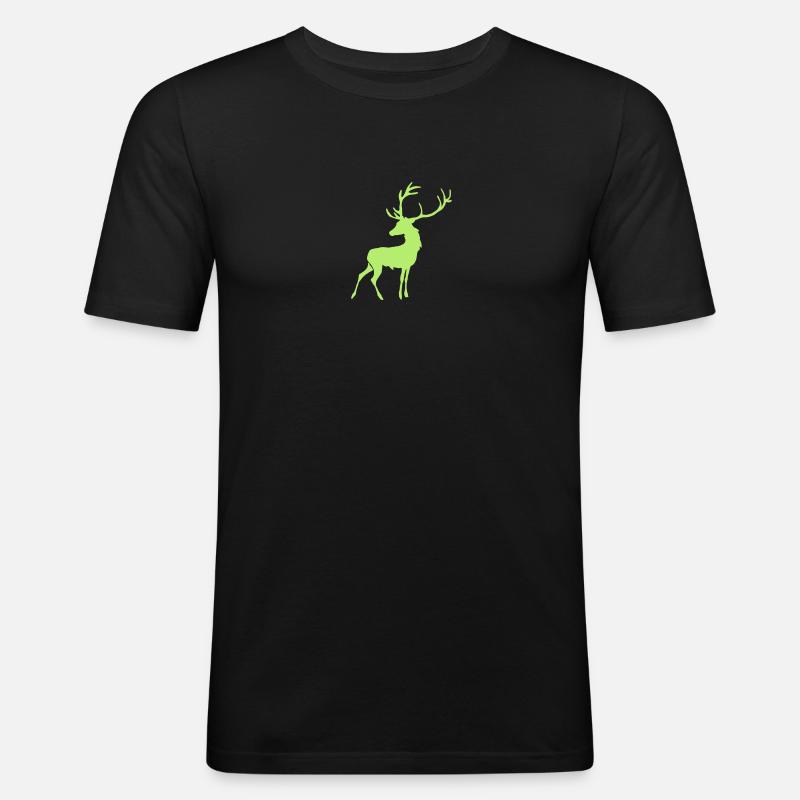 Hirsch - Männer Slim Fit T-Shirt - Schwarz