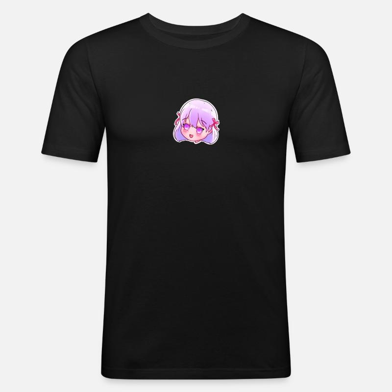 Süßes Anime Mädchen - Männer Slim Fit T-Shirt - Schwarz