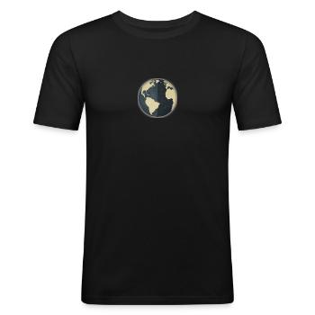 Weltkugel Erde - Männer Slim Fit T-Shirt - Schwarz - Vorne - Nik (191cm)