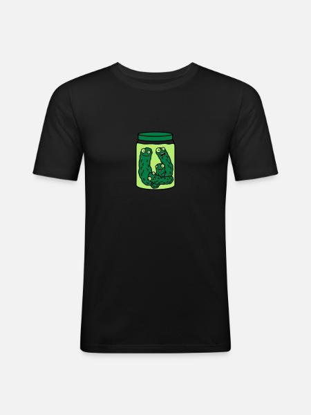 Funny Cucumber Preserving Jar - Men's Slim Fit T-Shirt - black