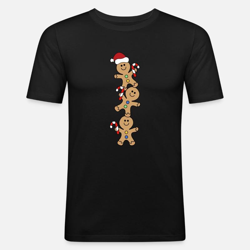Weihnachten Plätzchen - Männer Slim Fit T-Shirt - Schwarz