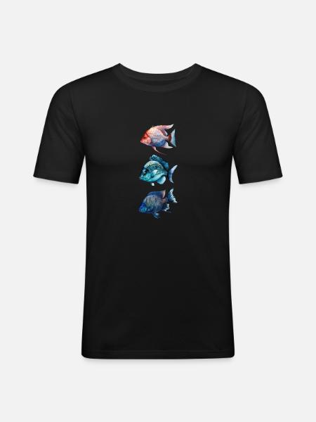 Bunte Meeresfische Trio - Männer Slim Fit T-Shirt - Schwarz