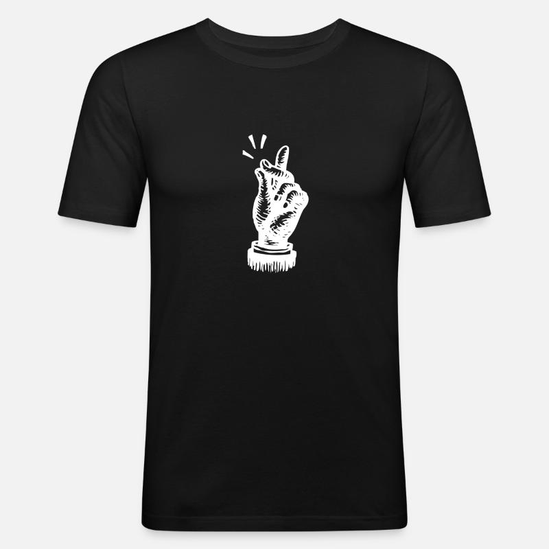 Schnipsen Handbewegung Klatschen - Männer Slim Fit T-Shirt - Schwarz