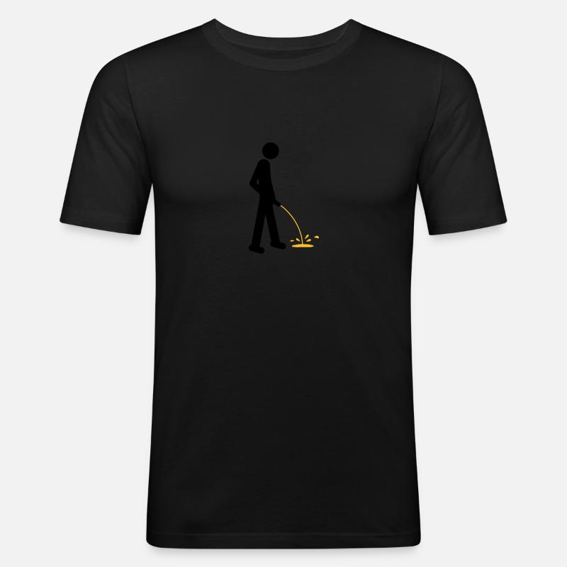 Pee - Männer Slim Fit T-Shirt - Schwarz