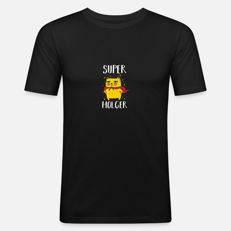 Holger - Männer Slim Fit T-Shirt - Schwarz
