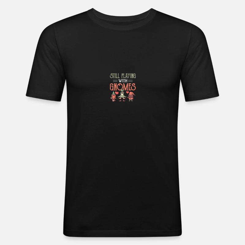 Gnomies Gartenarbeit Gartenzwerg - Männer Slim Fit T-Shirt - Schwarz