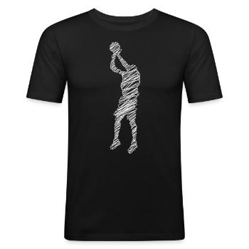 Basketball Basketballer - Männer Slim Fit T-Shirt - Schwarz - Vorne - Nik (191cm)