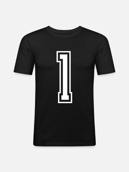 1 Numéro de numéro - T-shirt près du corps Homme - noir