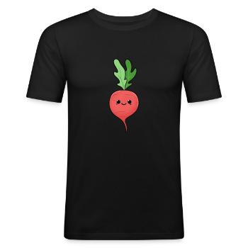 radish - Men's Slim Fit T-Shirt - black - Front - Nik (191cm)