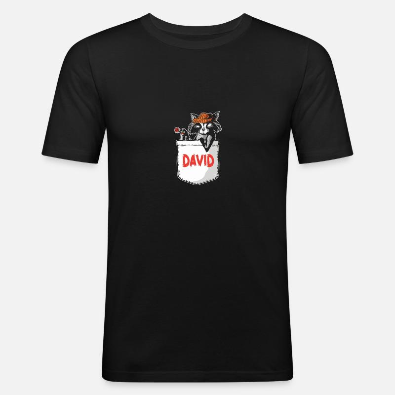 Waschbär David - Männer Slim Fit T-Shirt - Schwarz