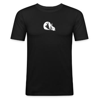 Lustige Hase Schatten Handpuppe Hase Pop Art - Männer Slim Fit T-Shirt - Schwarz - Vorne - Nik (191cm)