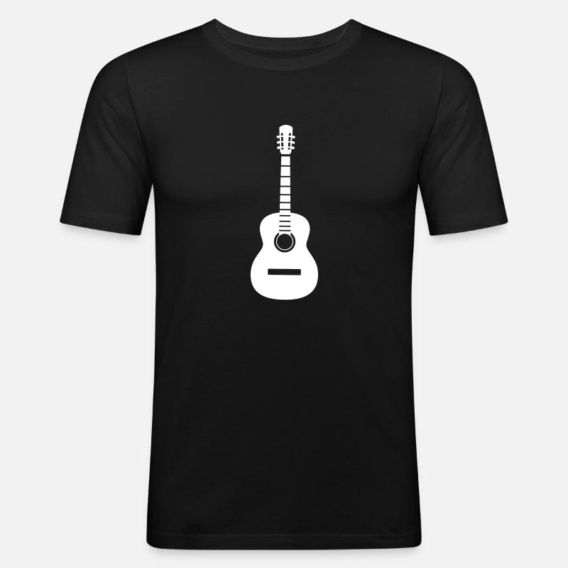 Gitarre - Männer Slim Fit T-Shirt - Schwarz