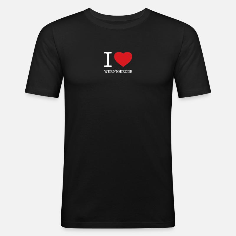 I LOVE WERNIGERODE - Männer Slim Fit T-Shirt - Schwarz