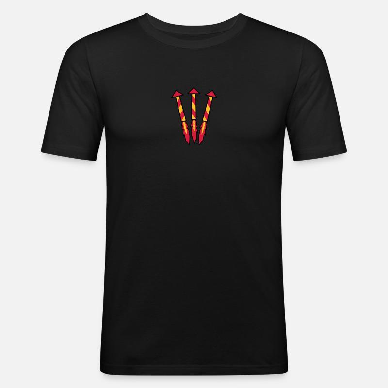 Firework Rockets - Männer Slim Fit T-Shirt - Schwarz