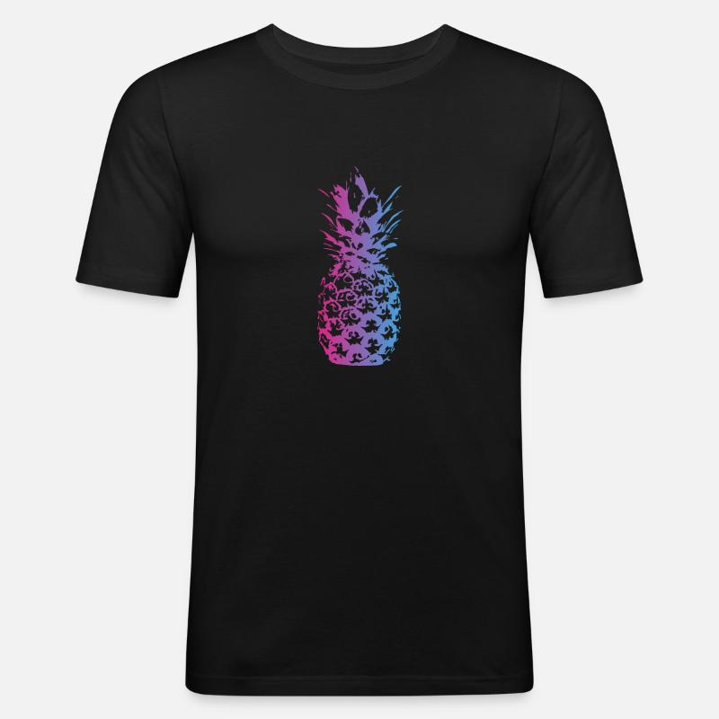 Ananas - Männer Slim Fit T-Shirt - Schwarz