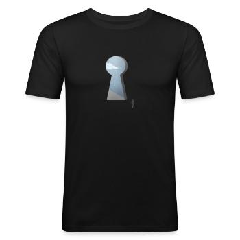 Blick durchs Schlüsselloch - Männer Slim Fit T-Shirt - Schwarz - Vorne - Nik (191cm)