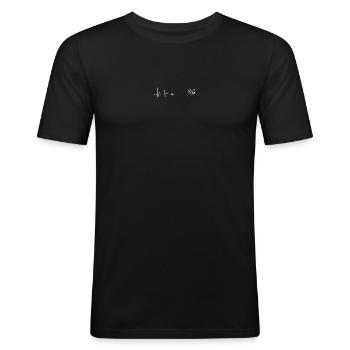 Cat Heartbeat Line Silhouette - Männer Slim Fit T-Shirt - Schwarz - Vorne - Nik (191cm)