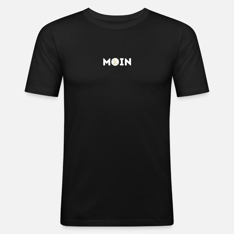 Moin mit Möwe S/W - Männer Slim Fit T-Shirt - Schwarz