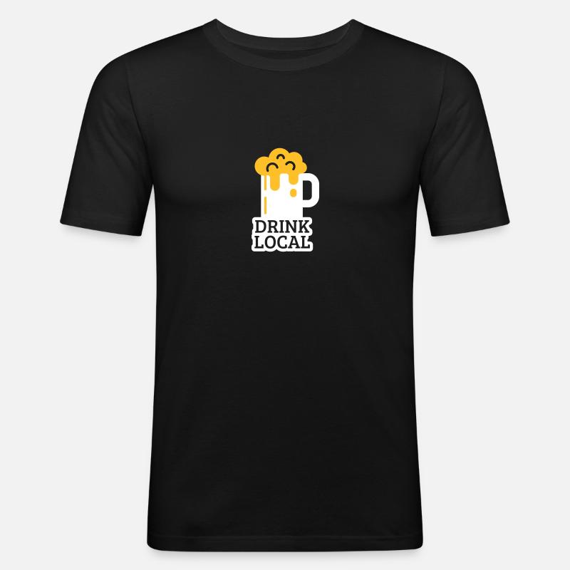 drink local - Männer Slim Fit T-Shirt - Schwarz