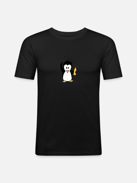Drunk drinking beer party Penguin - Men's Slim Fit T-Shirt - black