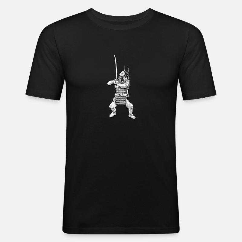 Samurai - Männer Slim Fit T-Shirt - Schwarz