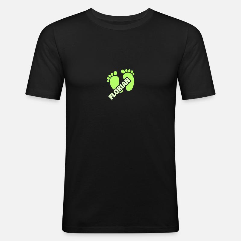 Geburt Florian - Männer Slim Fit T-Shirt - Schwarz