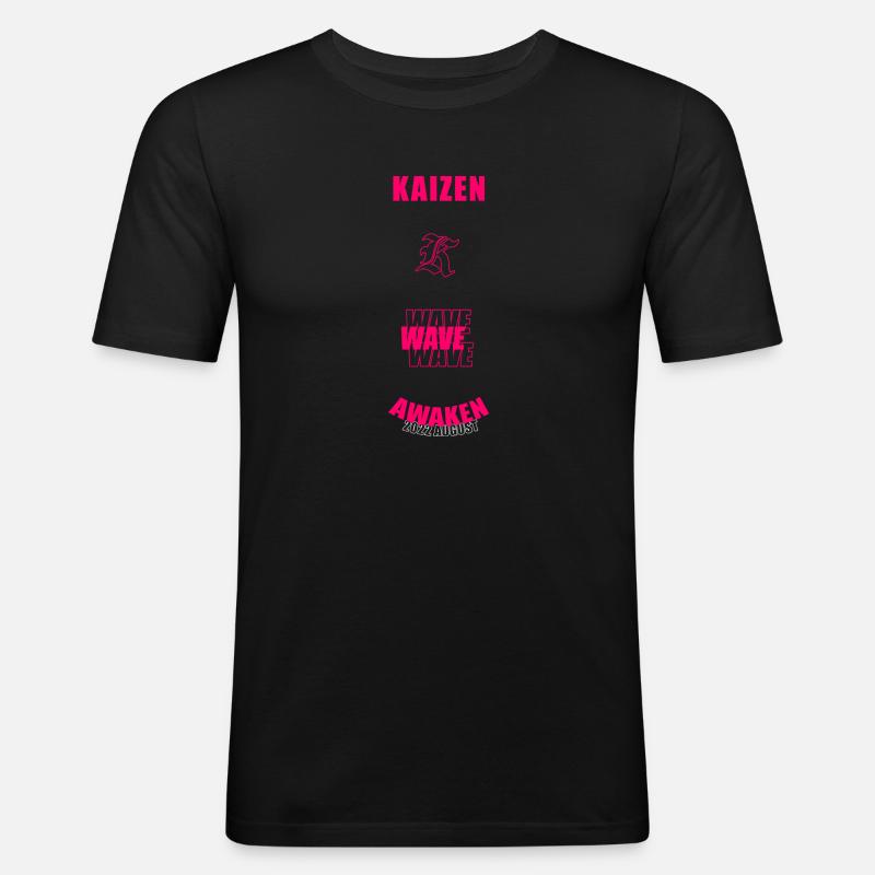 Kaizen Drop Logo - Männer Slim Fit T-Shirt - Schwarz
