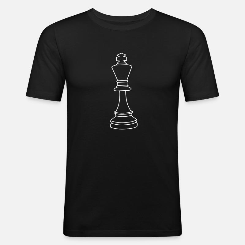 Schach König - Männer Slim Fit T-Shirt - Schwarz