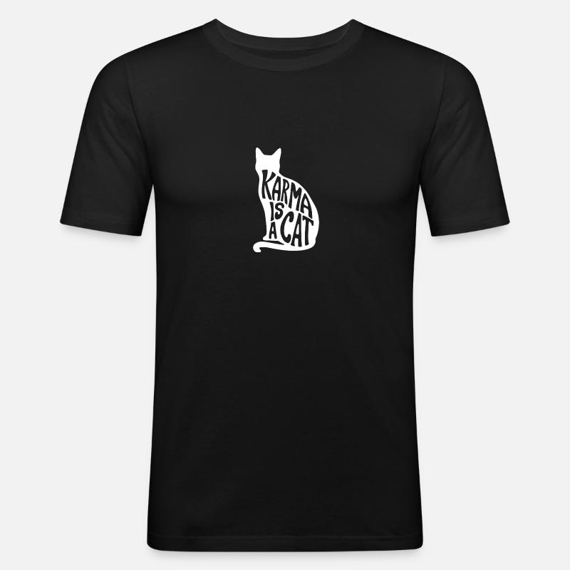 Karma est un chat - T-shirt près du corps Homme - noir