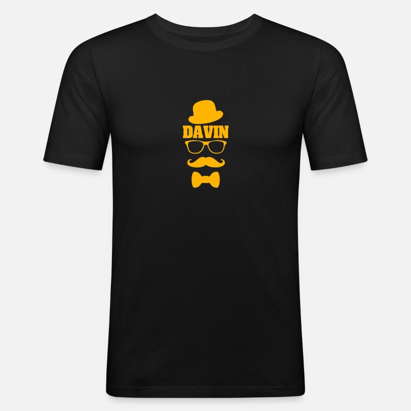 Schnurrbart Davin - Männer Slim Fit T-Shirt - Schwarz