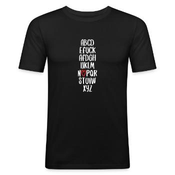 ABC Spruch fuck AFD Politik Wahlkampf Schrift - Männer Slim Fit T-Shirt - Schwarz - Vorne - Nik (191cm)