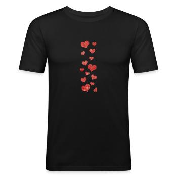 Cœur - T-shirt près du corps Homme - noir - Devant - Nik (191cm)