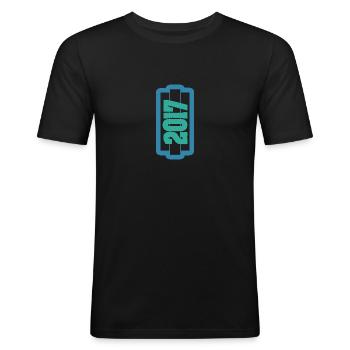 Jahr 2017 - Männer Slim Fit T-Shirt - Schwarz - Vorne - Nik (191cm)
