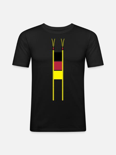 Double Zipper Deutschland - Männer Slim Fit T-Shirt - Schwarz
