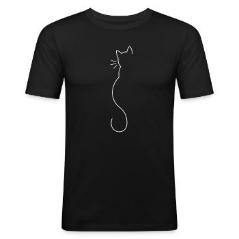 Katzen Silhouette in weiß - Männer Slim Fit T-Shirt - Schwarz - Vorne - Nik (191cm)