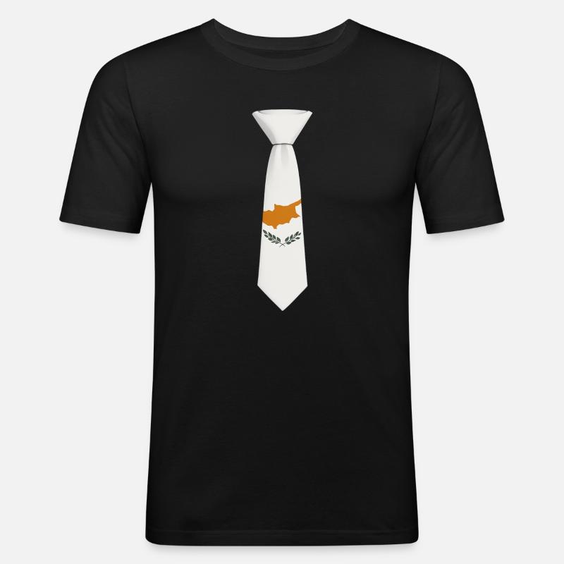 Cravate chypriote – Conception du drapeau - T-shirt près du corps Homme - noir