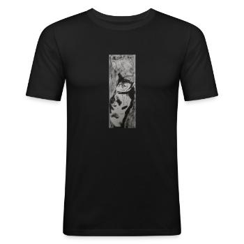 Violets Blick - Männer Slim Fit T-Shirt - Schwarz - Vorne - Nik (191cm)