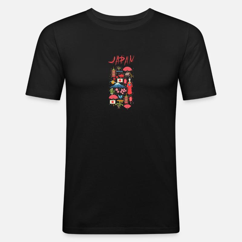 Japan - Männer Slim Fit T-Shirt - Schwarz