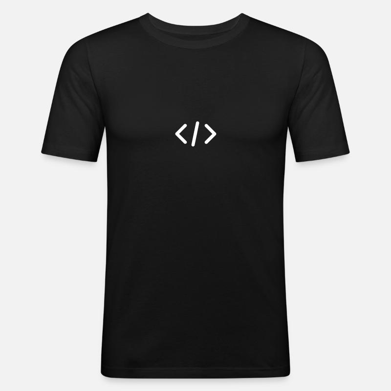 Nerd Code Klammer - Männer Slim Fit T-Shirt - Schwarz