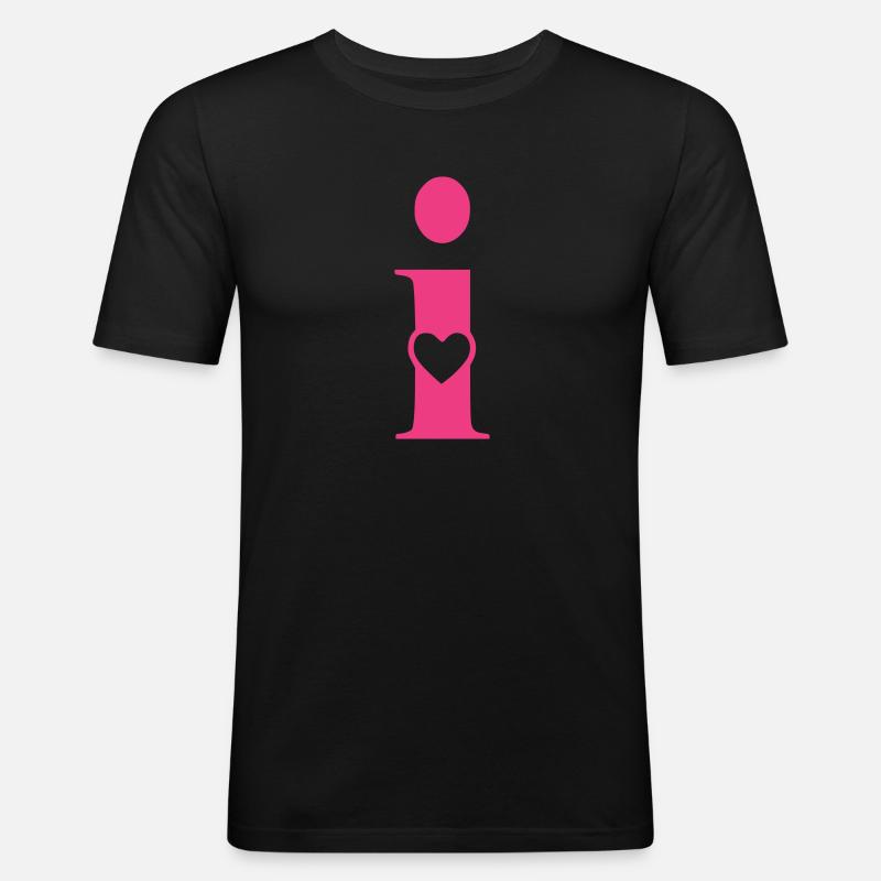 Buchstabe i Anfangsbuchstabe mit Herz - Männer Slim Fit T-Shirt - Schwarz