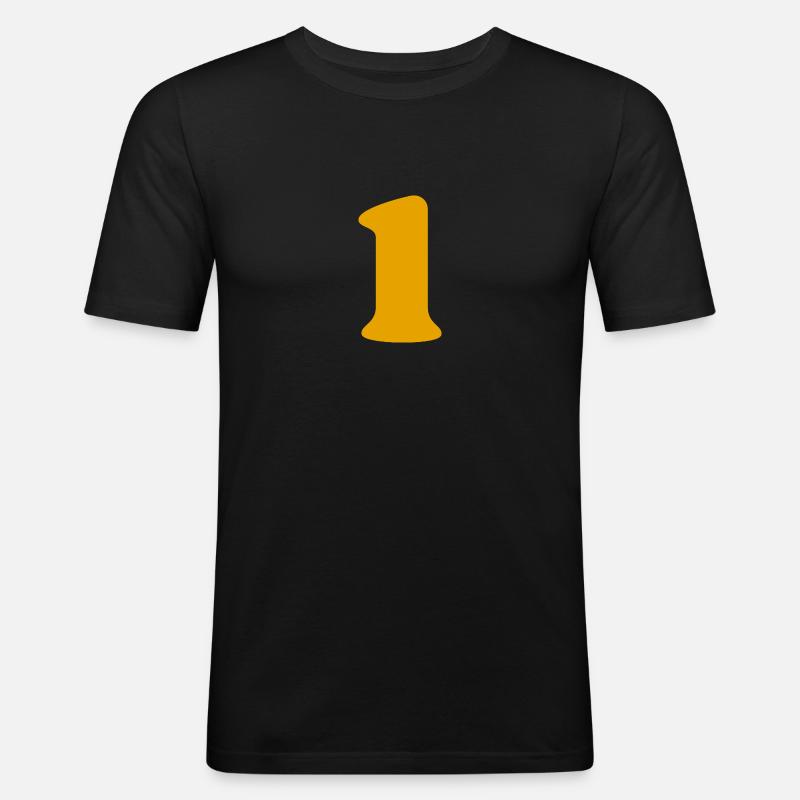 1 - Männer Slim Fit T-Shirt - Schwarz