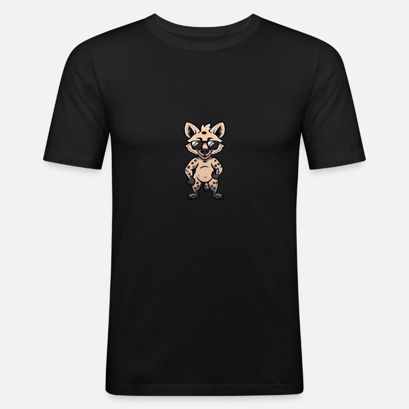 Hyäne Cool Tier - Männer Slim Fit T-Shirt - Schwarz