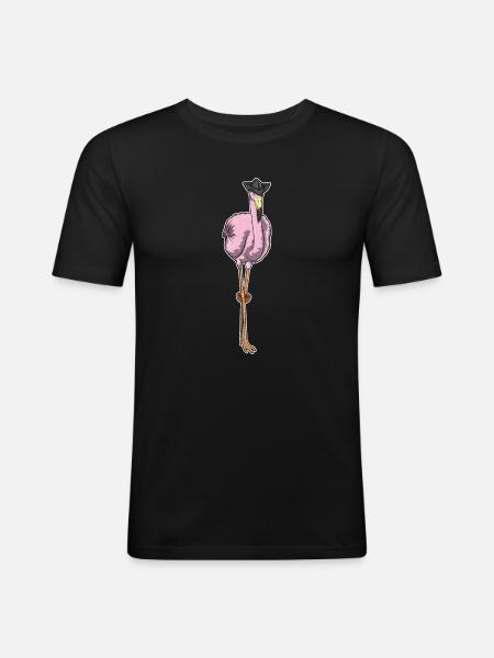Flamingo Pirate Wooden Leg - Men's Slim Fit T-Shirt - black