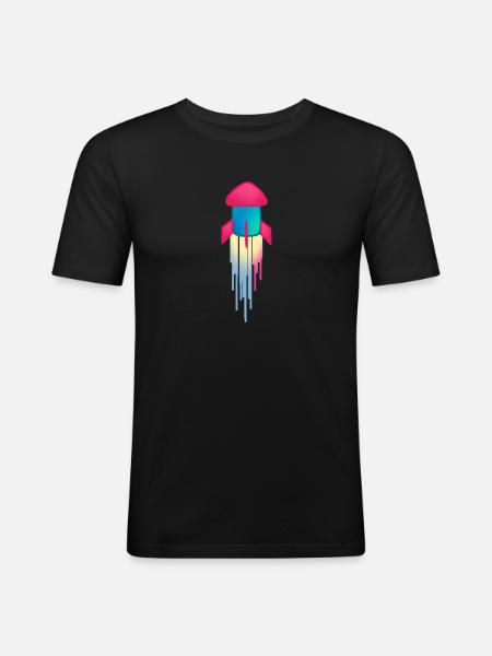 Fusée - T-shirt près du corps Homme - noir