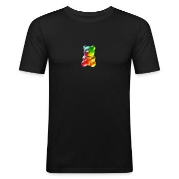 Gummibärchen - Männer Slim Fit T-Shirt - Schwarz - Vorne - Nik (191cm)