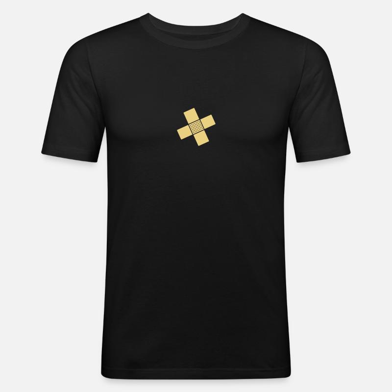 gekreuzte pflaster - Männer Slim Fit T-Shirt - Schwarz