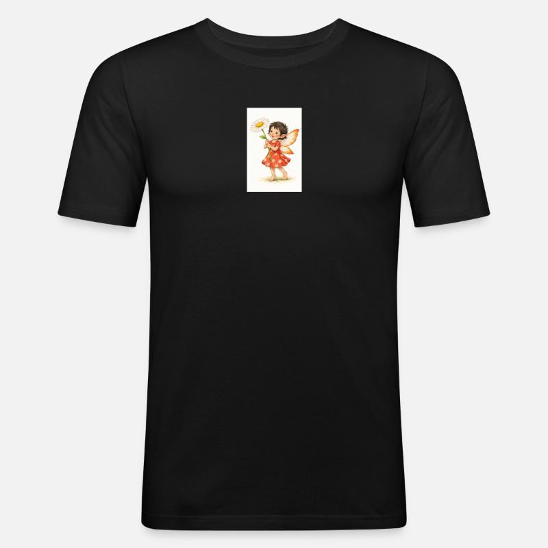 Daisy Fee mit Blume - Männer Slim Fit T-Shirt - Schwarz