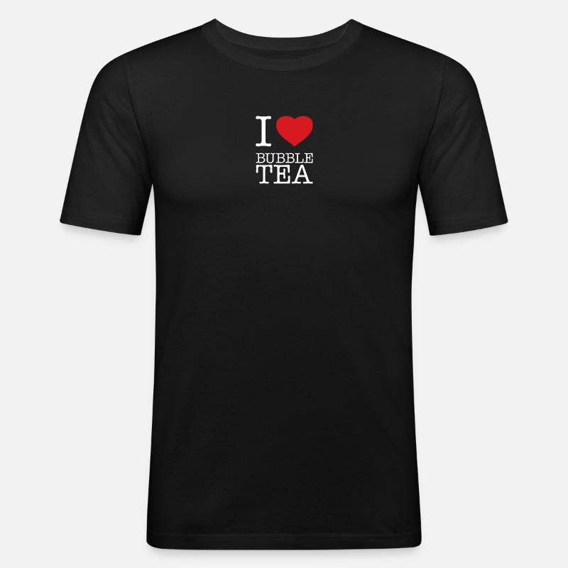 I LOVE BUBBLE TEA - Männer Slim Fit T-Shirt - Schwarz