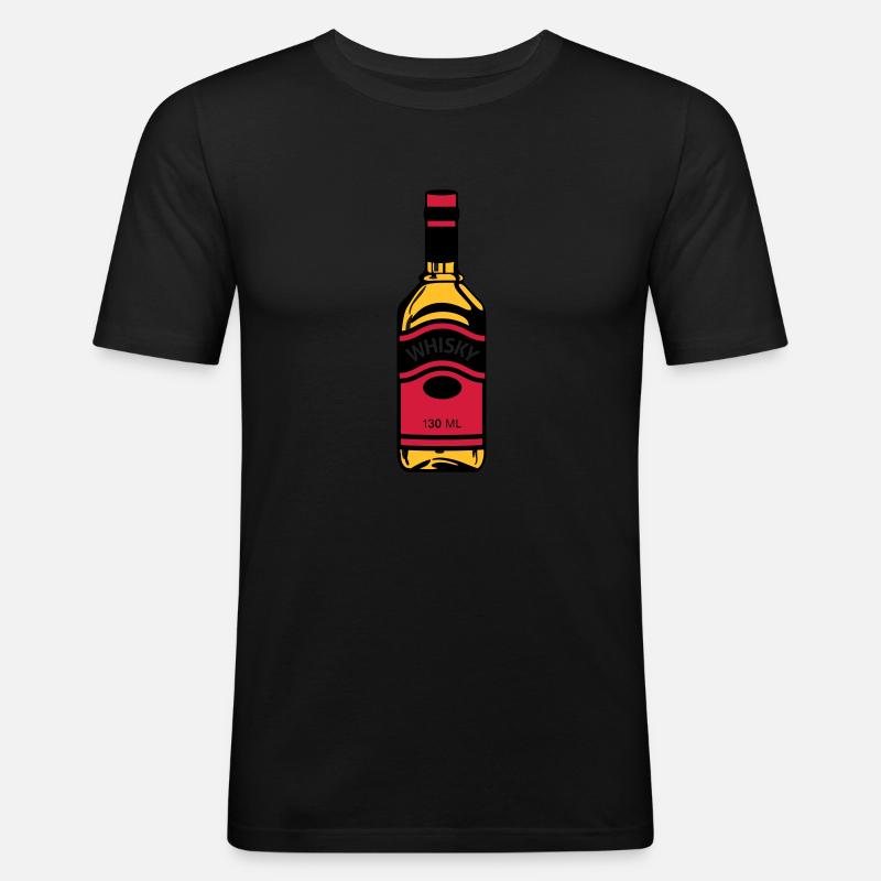 Whisky-Flasche - Männer Slim Fit T-Shirt - Schwarz